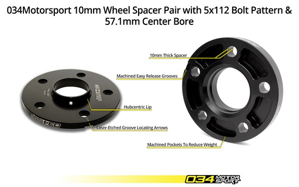 034Motorsport 10mm Audi/Volkswagen Wheel Spacer Pair 5x112mm