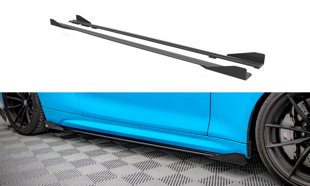 Maxton Street Pro Side Skirts Diffusers + Flaps BMW M2 F87 - Black + Gloss Flaps    