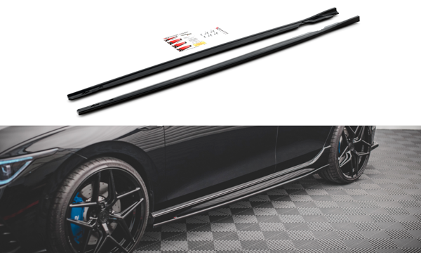 Maxton Side Skirts Diffusers V.2 Volkswagen Golf R Mk8 - Gloss Black