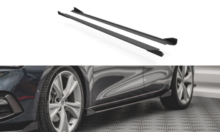 Maxton Street Pro Side Skirts Diffusers + Flaps Seat Leon Fr Mk4 - Black + Gloss Flaps    