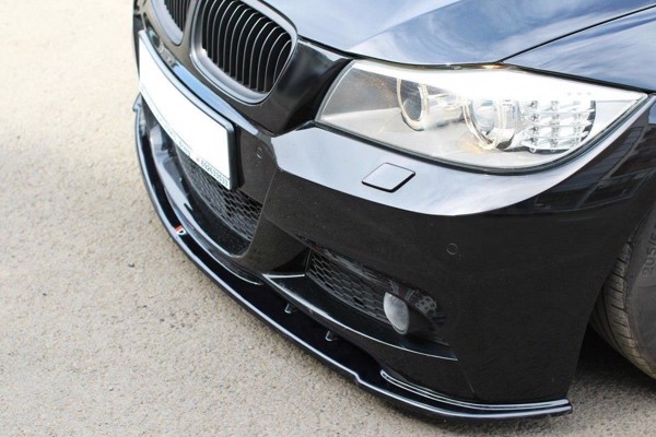 Maxton Front Splitter V.1 For BMW 3 E91 M-Pack Facelift - Gloss Black