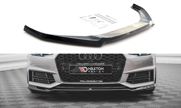 Maxton Front Splitter V.4 Audi S4 / A4 S-Line B9 - Gloss Black