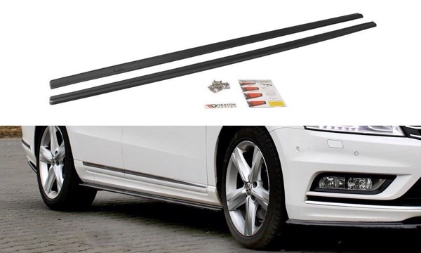 Maxton Side Skirts Diffusers VW Passat B7 R-Line - Gloss Black