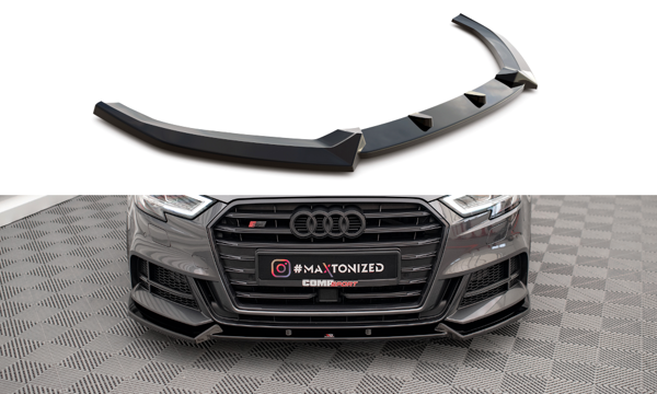 Maxton Front Splitter V.1 Audi S3 / A3 S-Line Sportback 8V Facelift - Gloss Black