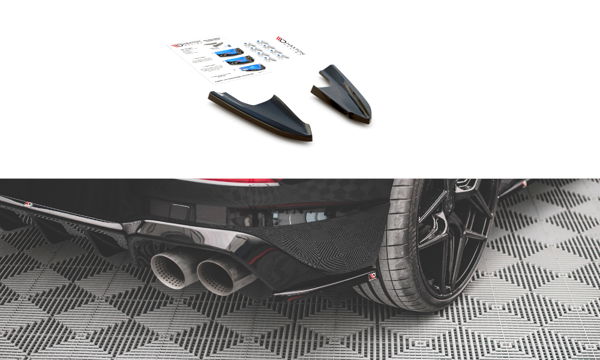 Maxton Rear Side Splitters V.3 For Volkswagen Golf R Mk8 - Gloss Black