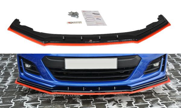 Maxton Front Splitter V.4 Subaru Brz Facelift - Gloss Black + Red