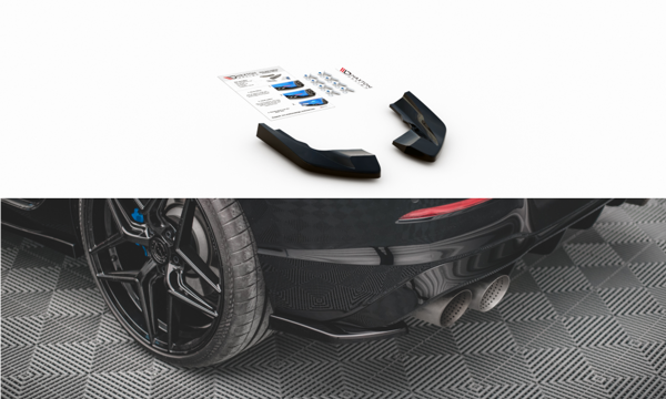 Maxton Rear Side Splitters V.2 For Volkswagen Golf R Mk8 - Gloss Black