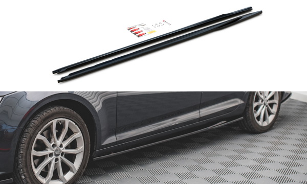 Maxton Side Skirts Diffusers Audi A4 Avant B9 - Gloss Black