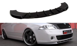 Maxton Front Splitter Octavia 2, Fit Only For Octavia 2 RS Preface Model - Gloss Black