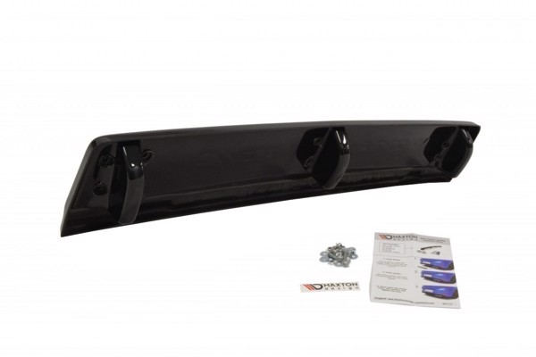 Maxton Central Rear Splitter VW Golf VIi R (With Vertical Bars) - Gloss Black