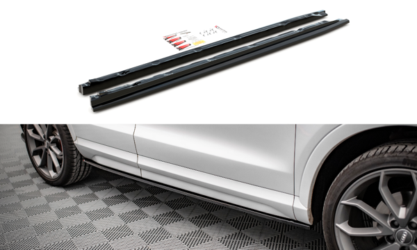 Maxton Side Skirts Diffusers Audi Q3 8U Facelift - Gloss Black