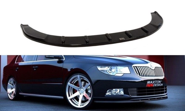 Maxton Front Splitter Skoda Superb Mk2 (For Sport Front Bumper Spoiler) - Gloss Black