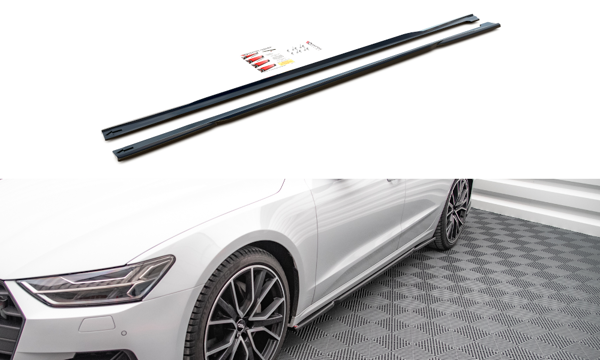 Maxton Side Skirts Diffusers Audi A7 C8 - Gloss Black