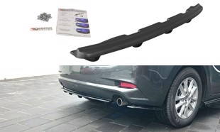 Maxton Central Rear Splitter Mazda 3 Bn (Mk3) Facelift (With Vertical Bars) - Gloss Black