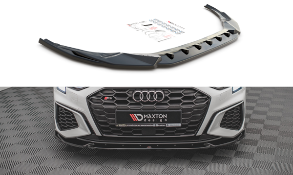 Maxton Front Splitter V.3 Audi S3 / A3 S-Line 8Y - Gloss Black