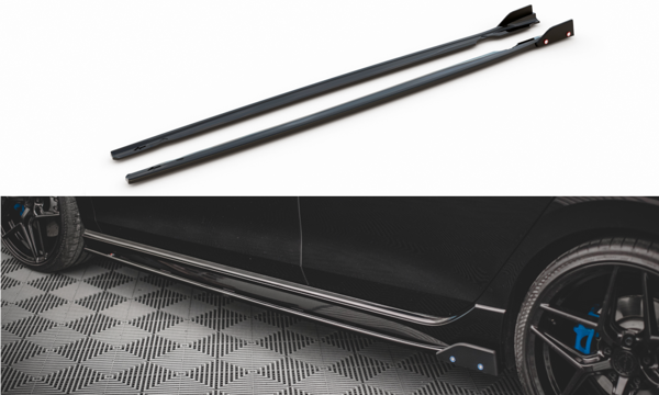 Maxton Side Skirts Diffusers + Flaps V.2 Volkswagen Golf R Mk8 - Gloss Black