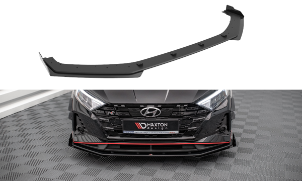 Maxton Street Pro Front Splitter V.1 + Flaps Hyundai I20 N Mk3 - Black + Gloss Flaps    