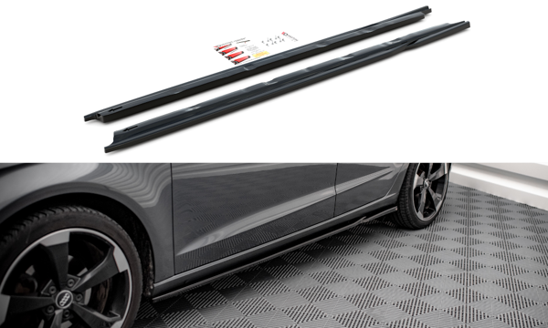 Maxton Side Skirts Diffusers Audi A3 Sportback 8V - Gloss Black