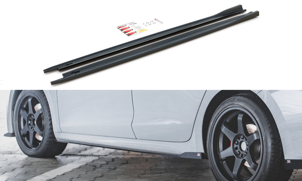 Maxton Side Skirts Diffusers V.3 Skoda Octavia RS Mk4 - Gloss Black