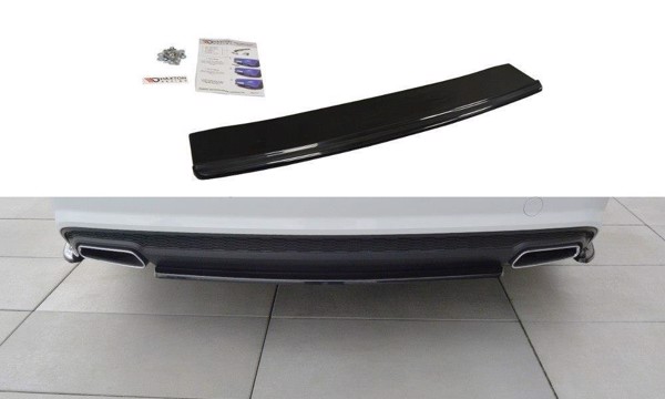 Maxton Central Rear Splitter Audi A6 C7 Avant S-Line Facelift - Gloss Black