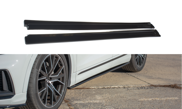 Maxton Side Skirts Diffusers  Audi Q8 S-Line - Gloss Black