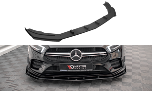 Maxton Street Pro Front Splitter + Flaps Mercedes A35 Amg / Amg-Line Aero Pack W177  - Black + Gloss Flaps    