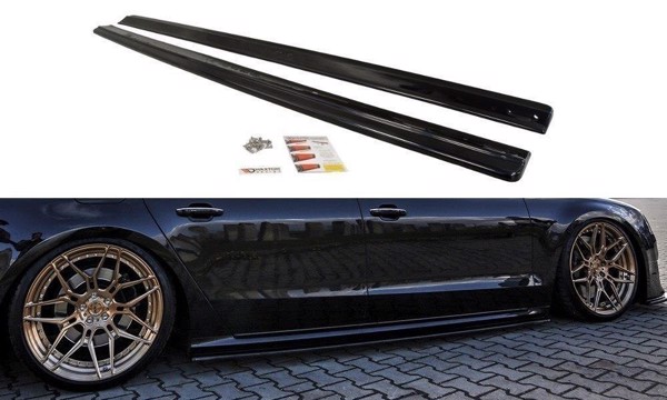 Maxton Side Skirts Diffusers Audi S8 D4 Fl - Gloss Black