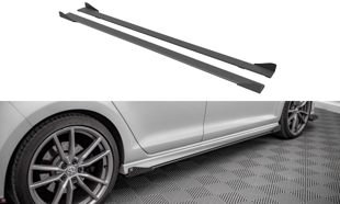 Maxton Street Pro Side Skirts Diffusers + Flaps Volkswagen Golf R Mk7 - Black + Gloss Flaps    