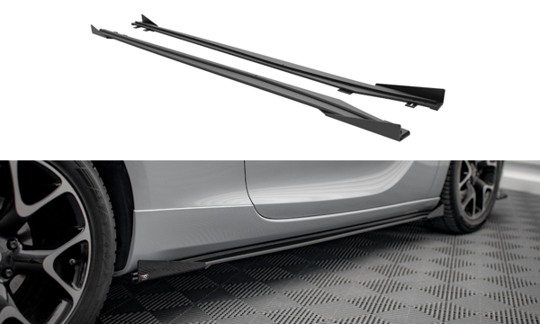 Maxton Street Pro Side Skirts Diffusers + Flaps Opel Astra Gtc Opc-Line J - Black + Gloss Flaps    