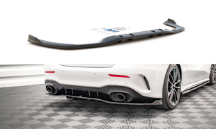 Maxton Central Rear Splitter (With Vertical Bars) V.2 Mercedes A 35 Amg Sedan V177 - Gloss Black