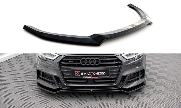 Maxton Front Splitter V.2 Audi S3 / A3 S-Line Sportback 8V Facelift - Gloss Black