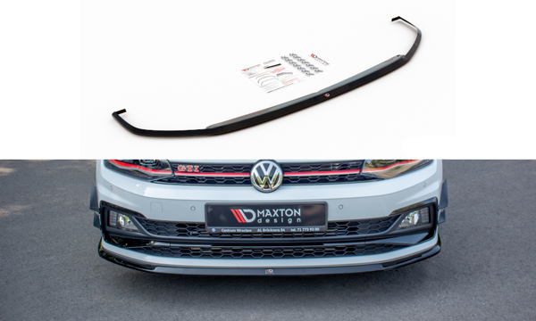 Maxton Front Splitter V.3 VW Polo Gti Mk6 - Gloss Black