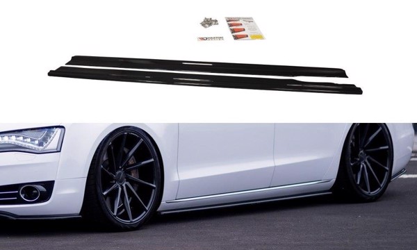 Maxton Side Skirts Diffusers Audi A8 D4 - Gloss Black