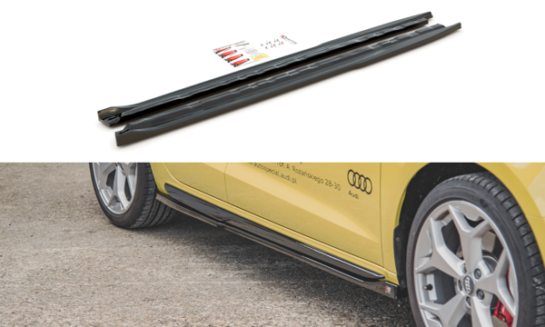 Maxton Side Skirts Diffusers Audi A1 S-Line Gb - Gloss Black