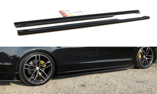 Maxton Side Skirts Diffusers Audi A8 Long D4 - Gloss Black