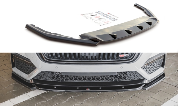 Maxton Front Splitter V.3 Skoda Octavia RS Mk4 - Gloss Black