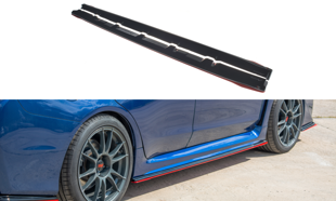 Maxton Side Skirts Diffusers V.2 Subaru Wrx Sti - Gloss Black + Red