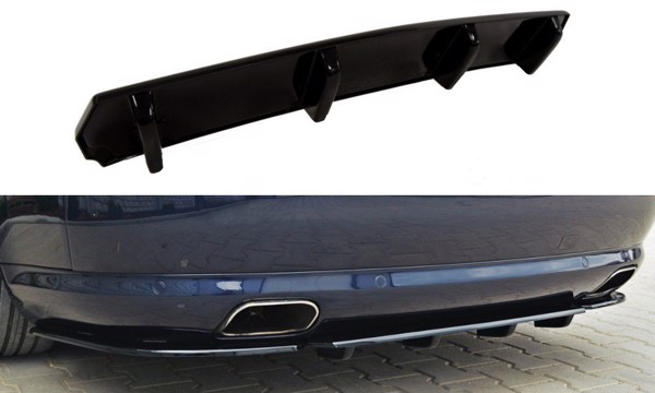 Maxton Central Rear Splitter Audi S8 D3 (With Vertical Bars) - Gloss Black