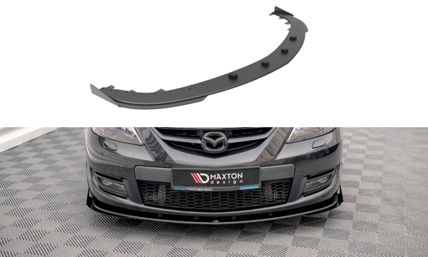 Maxton Street Pro Front Splitter V.1 + Flaps Mazda 3 Mps Mk1 - Black + Gloss Flaps    