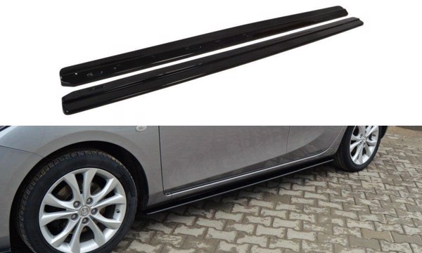 Maxton Side Skirts Diffusers Mazda 3 Mk2 Sport (Preface) - Gloss Black