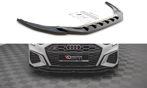 Maxton Front Splitter V.4 Audi S3 / A3 S-Line 8Y - Gloss Black