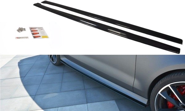 Maxton Side Skirts Diffusers Audi RS7 C7 Fl - Gloss Black