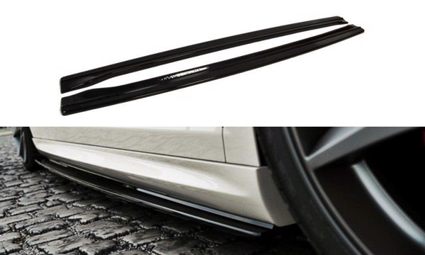 Maxton Side Skirts Diffusers VW Passat Cc R36 Rline (Preface) - Gloss Black