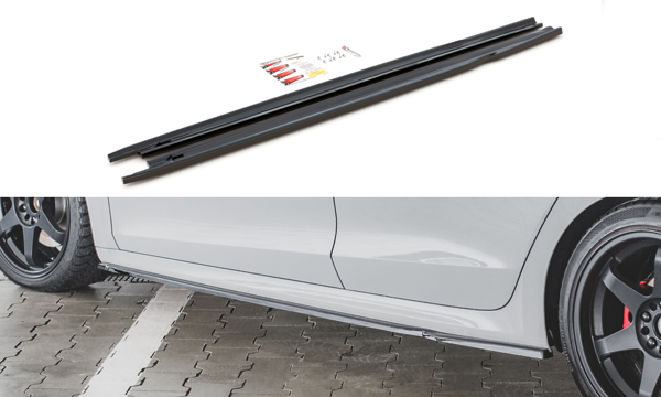 Maxton Side Skirts Diffusers V.1 Skoda Octavia RS Mk4 - Gloss Black