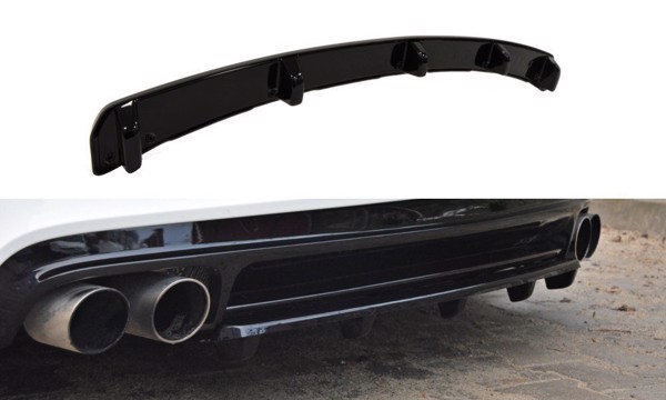 Maxton Central Rear Splitter Audi TT S 8J (With A Vertical Bar) - Gloss Black