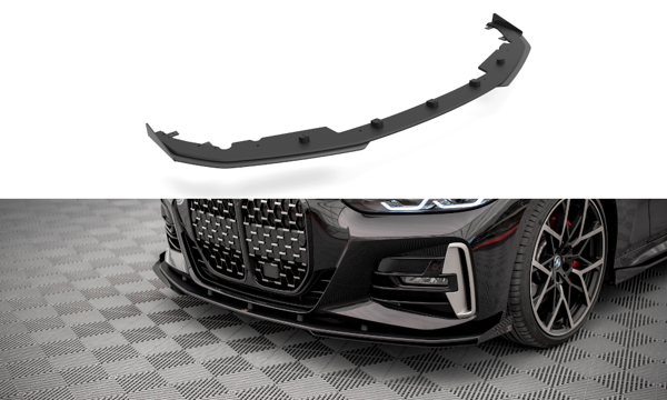 Maxton Street Pro Front Splitter + Flaps BMW 4 M-Pack G22 - Black + Gloss Flaps    