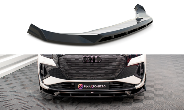 Maxton Front Splitter V.2 Audi Q4 E-Tron Sportback Mk1 - Gloss Black