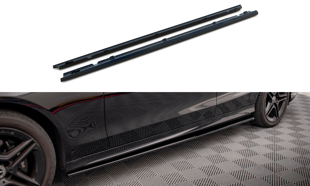 Maxton Side Skirts Diffusers Mercedes-Benz C43 / C Amg-Line Sedan W205 Facelift - Gloss Black