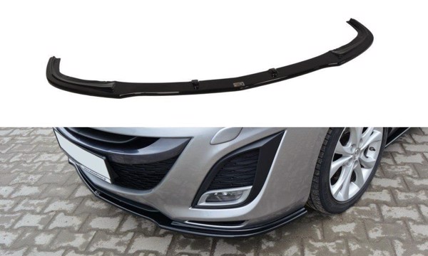 Maxton Front Splitter Mazda 3 Mk2 Sport (Preface) - Gloss Black