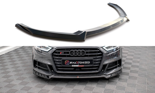 Maxton Front Splitter V.3 Audi S3 / A3 S-Line Sportback 8V Facelift - Gloss Black